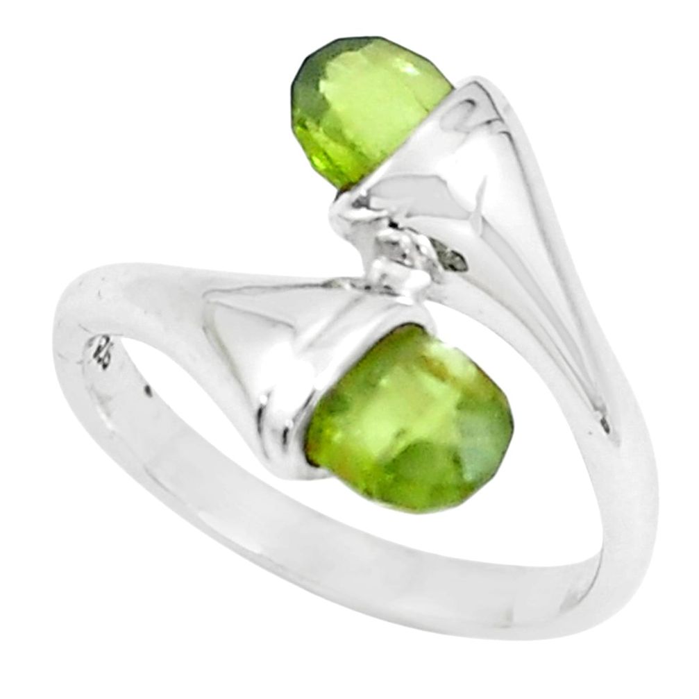 3.65cts natural green peridot 925 sterling silver ring jewelry size 8.5 r5909