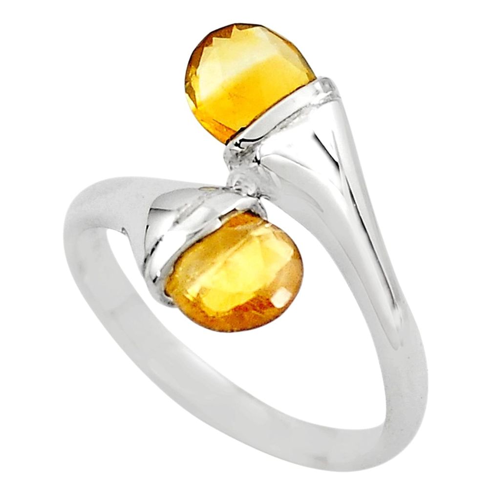 3.65cts natural yellow citrine 925 sterling silver ring jewelry size 7 r5913