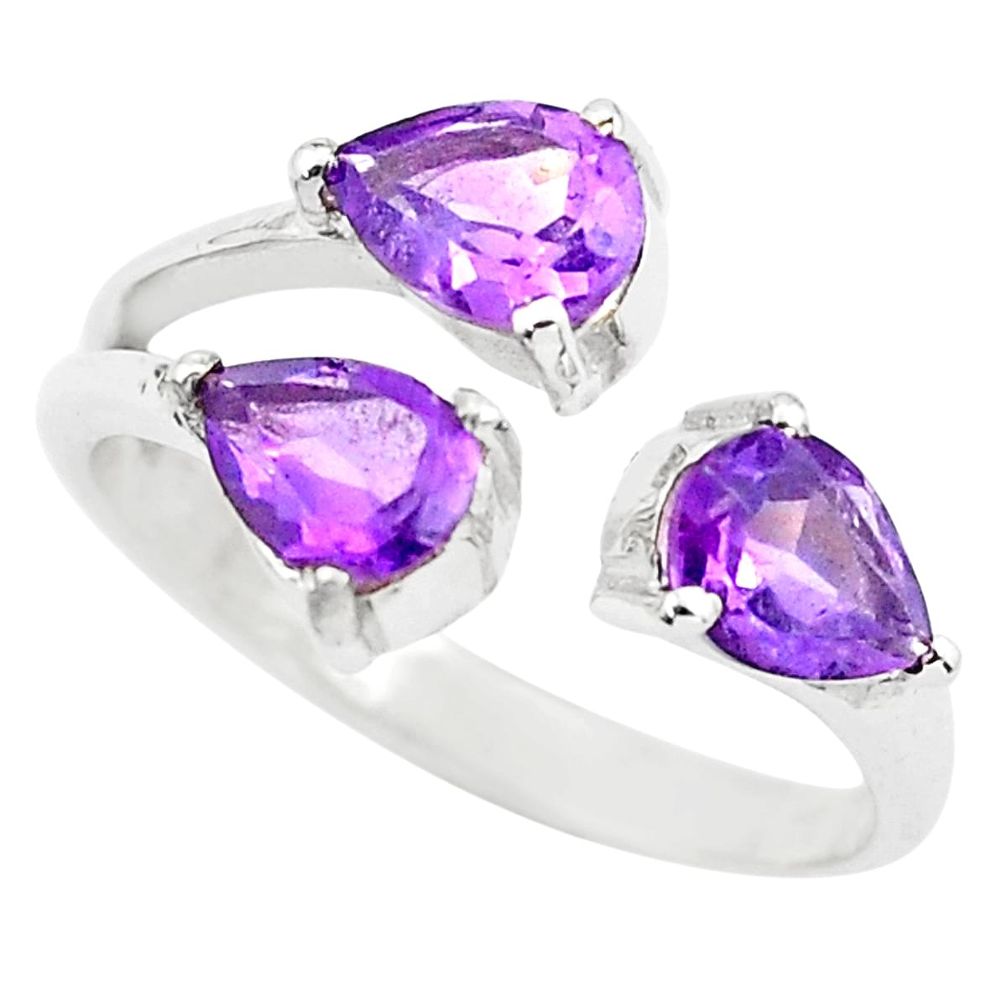 3.91cts natural purple amethyst 925 sterling silver adjustable ring size 7 r5920