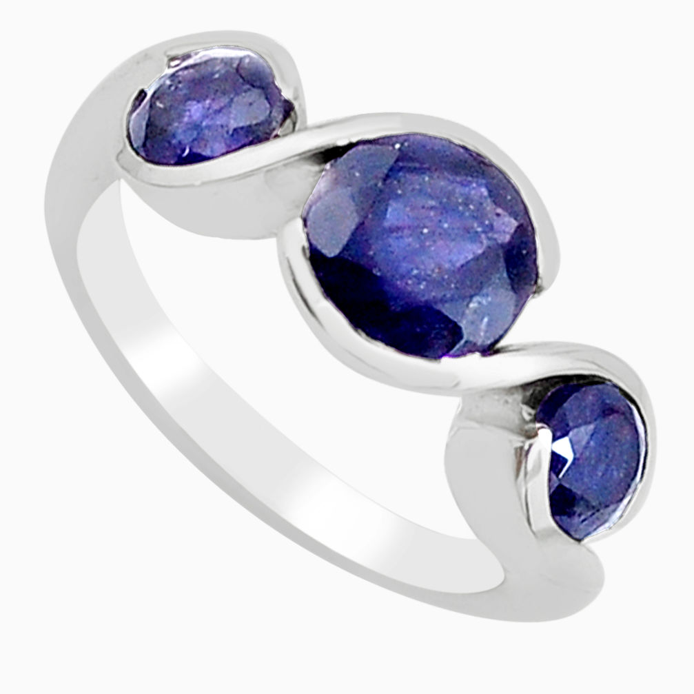 4.51cts natural blue iolite 925 sterling silver ring jewelry size 5.5 r5955