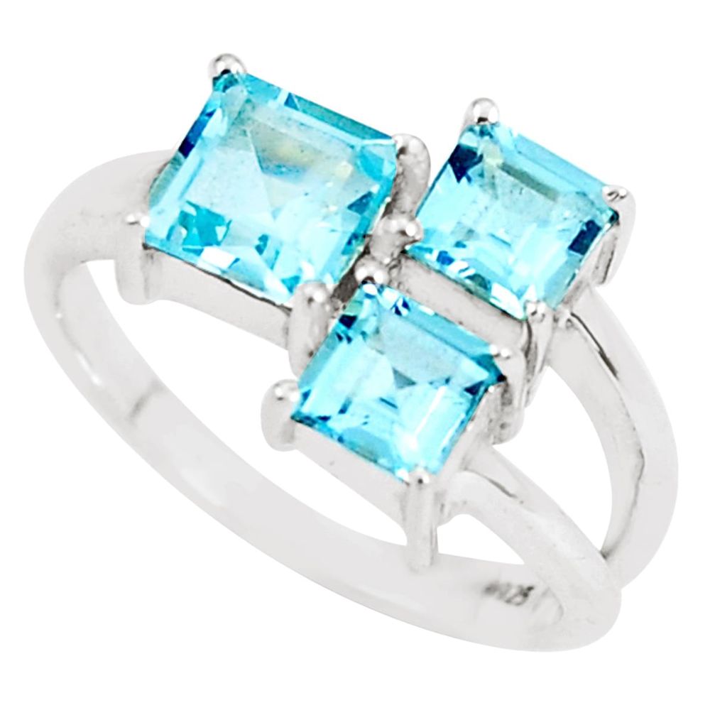 925 sterling silver 3.35cts natural blue topaz ring jewelry size 7.5 r5972