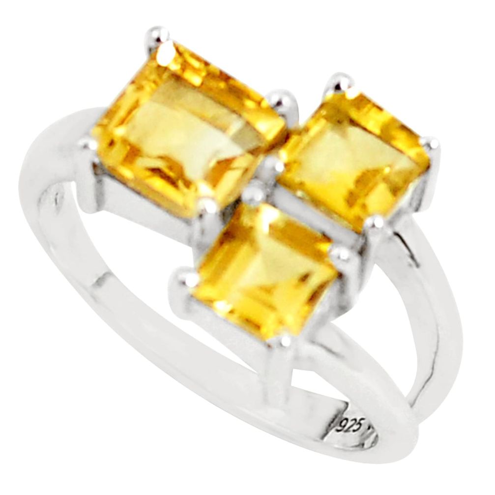 3.17cts natural yellow citrine 925 sterling silver ring jewelry size 8.5 r5974