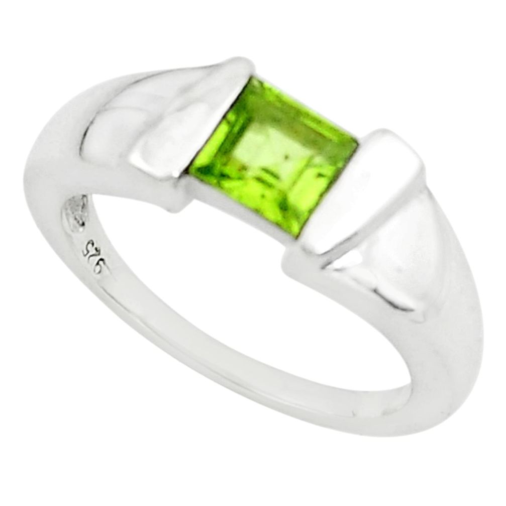 1.06cts natural green peridot 925 silver solitaire ring jewelry size 8.5 r5983