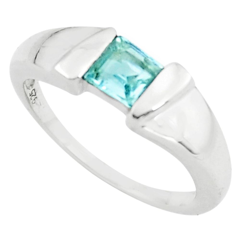 1.02cts natural blue topaz 925 sterling silver solitaire ring size 7.5 r5990
