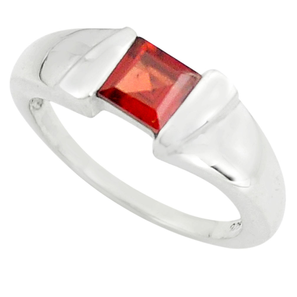 925 sterling silver 1.00cts natural red garnet solitaire ring size 7.5 r5995
