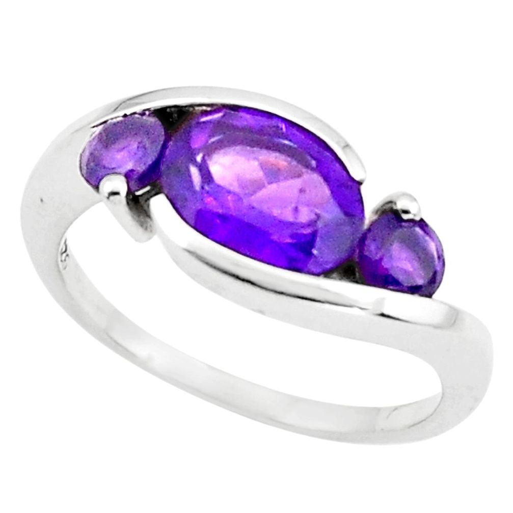 4.22cts natural purple amethyst 925 sterling silver ring jewelry size 5.5 r6001