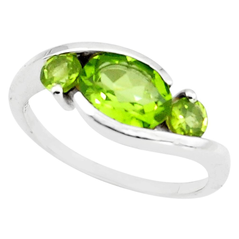 4.46cts natural green peridot 925 sterling silver ring jewelry size 5.5 r6008