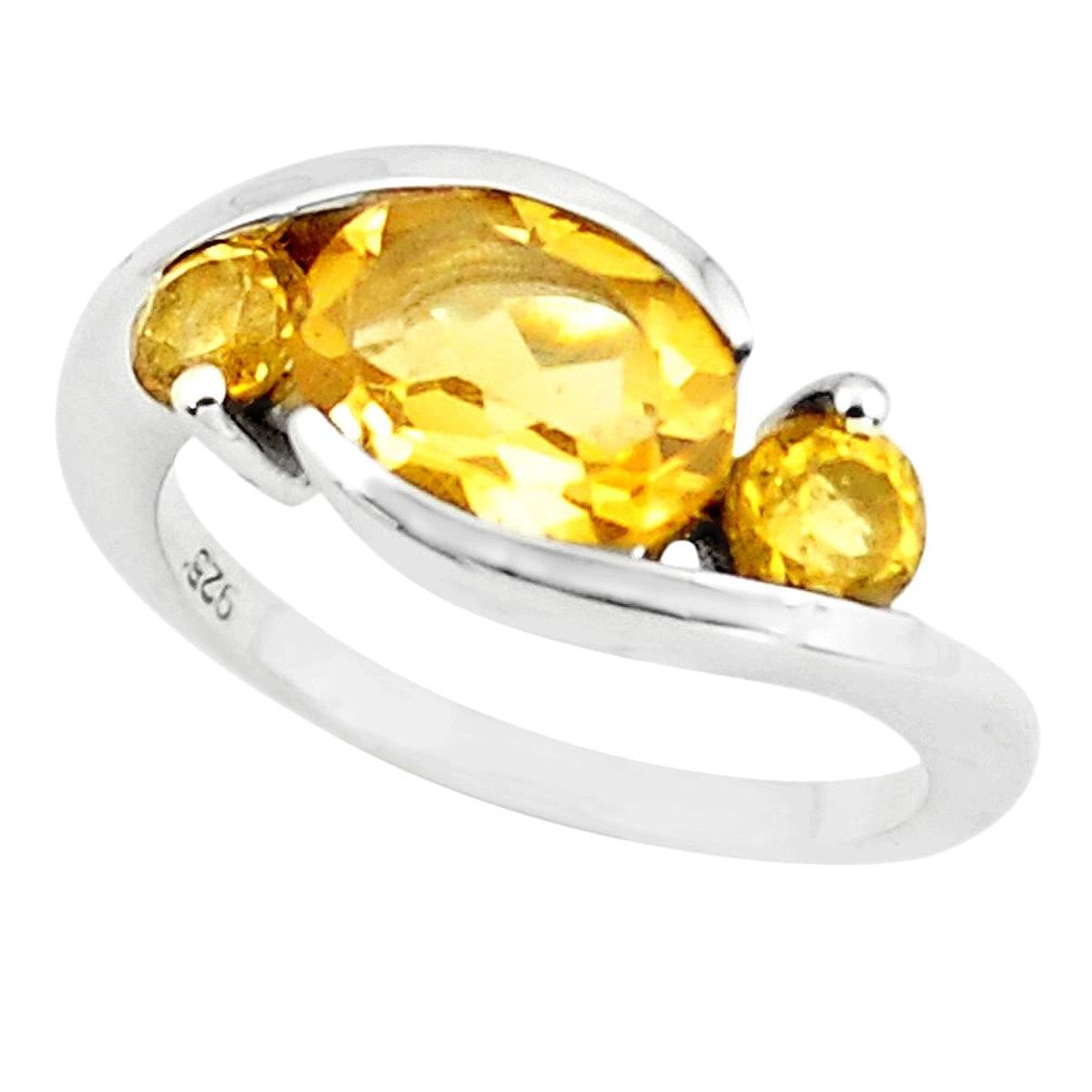 4.22cts natural yellow citrine 925 sterling silver ring jewelry size 5.5 r6012