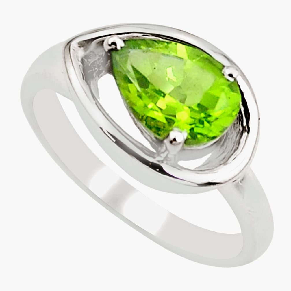 2.69cts natural green peridot 925 sterling silver solitaire ring size 8 r6051