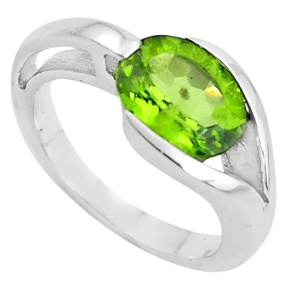 4.55cts natural green peridot 925 silver solitaire ring jewelry size 9 r6065