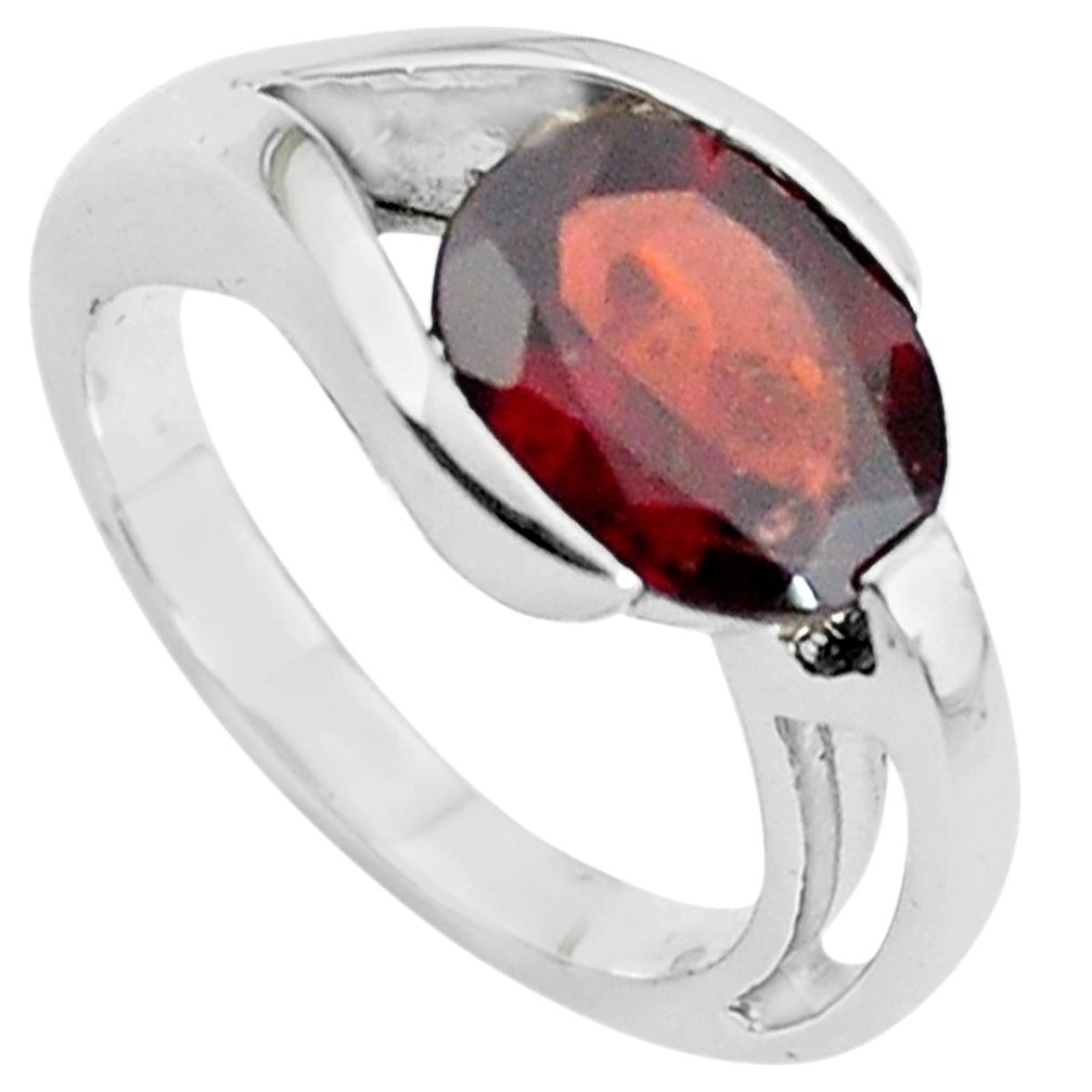 4.55cts natural red garnet 925 sterling silver solitaire ring size 7.5 r6077