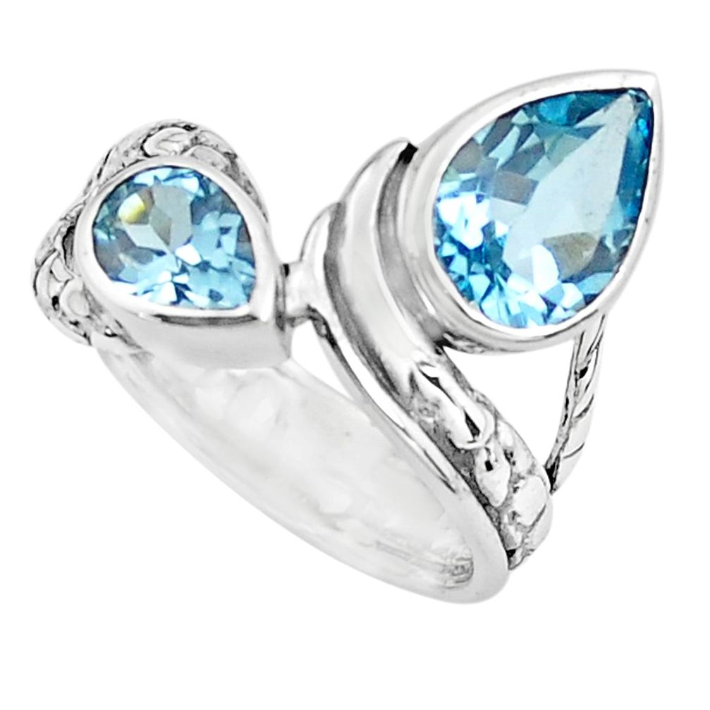 3.41cts natural blue topaz 925 sterling silver ring jewelry size 5.5 r6110