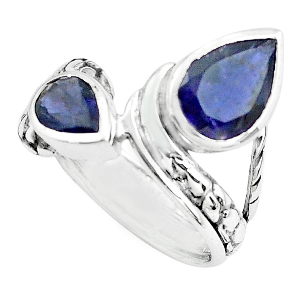 3.28cts natural blue iolite 925 sterling silver ring jewelry size 5.5 r6114