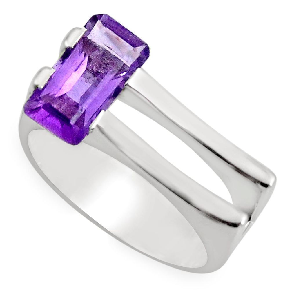 2.34cts natural purple amethyst 925 silver solitaire ring jewelry size 7.5 r6118