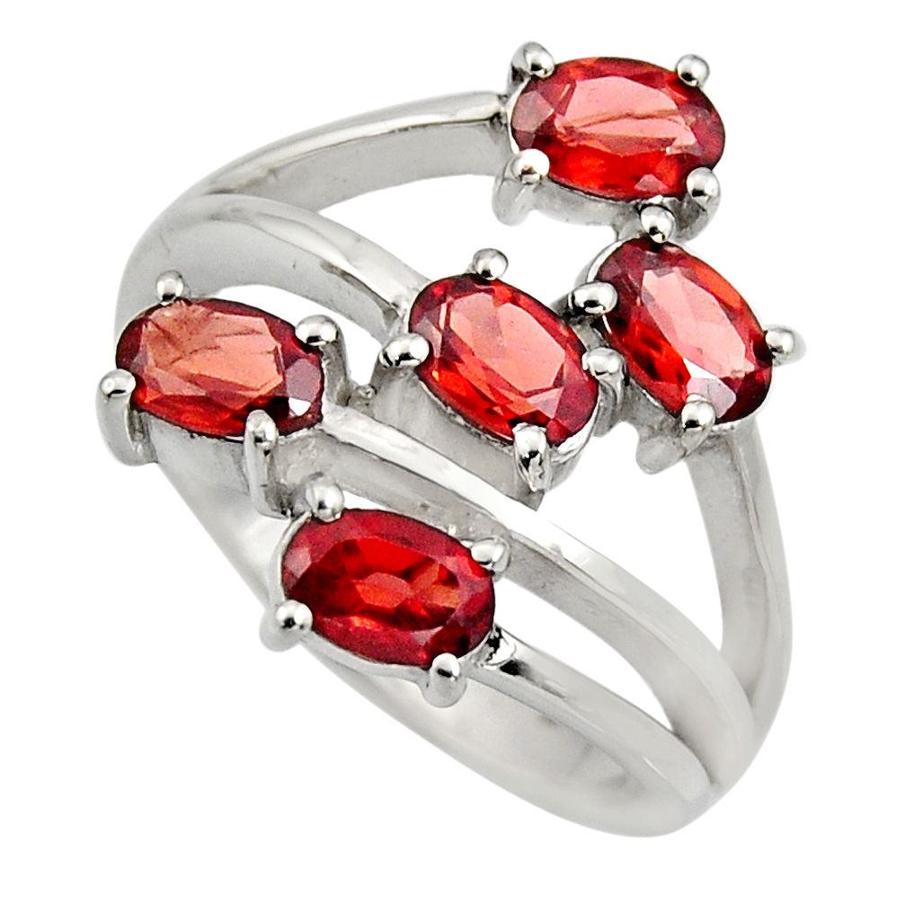 925 sterling silver 5.32cts natural red garnet oval ring jewelry size 6.5 r6147