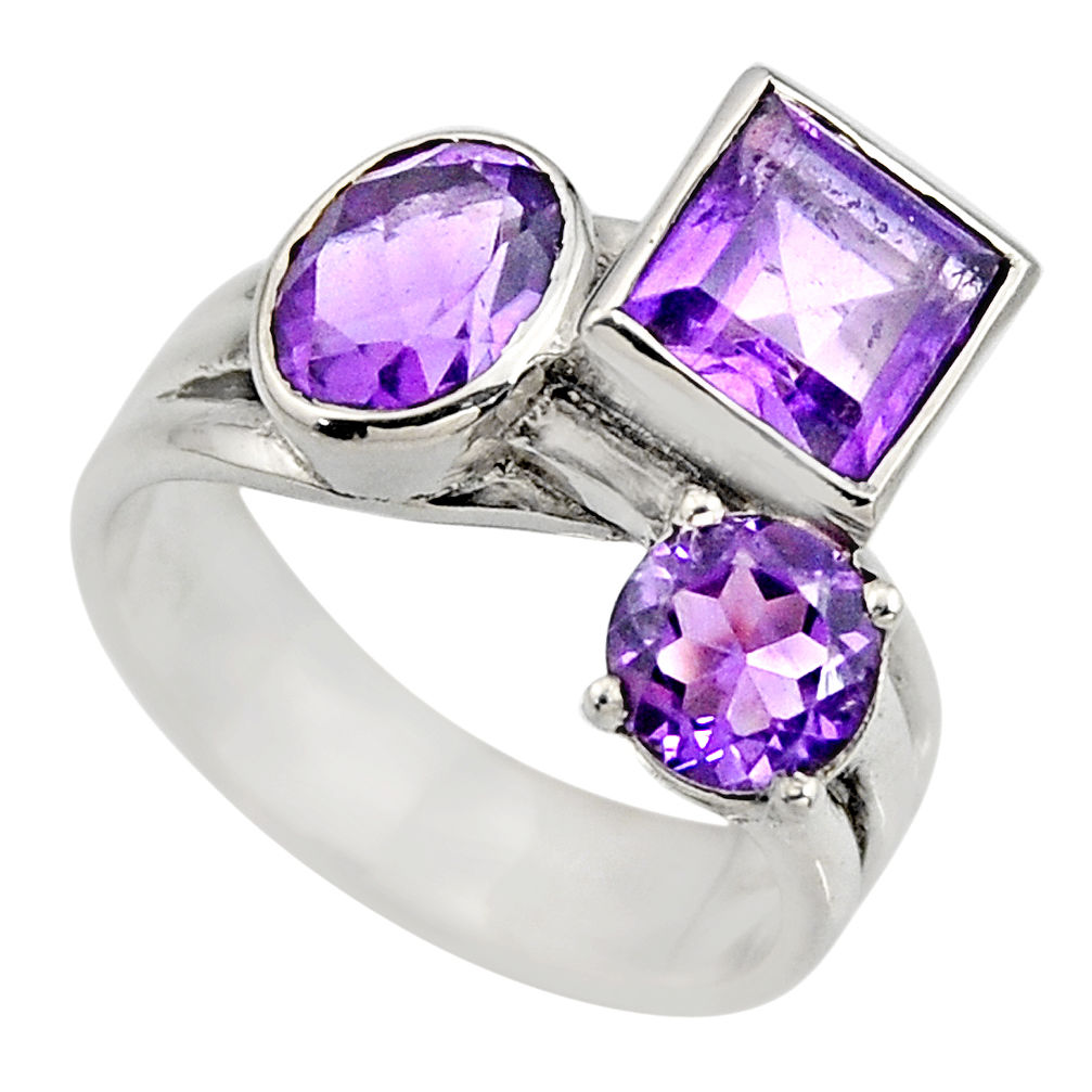 5.34cts natural purple amethyst 925 sterling silver ring jewelry size 7 r6161