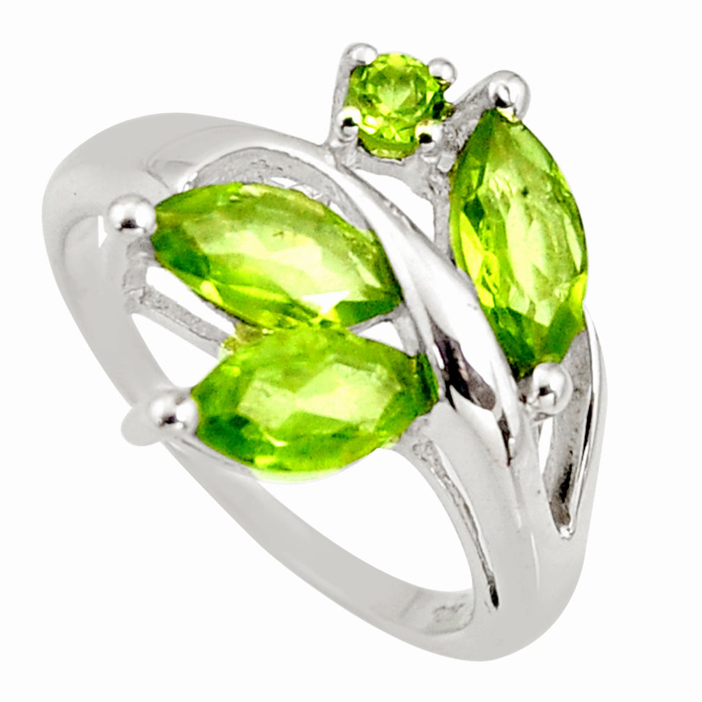 925 sterling silver 4.82cts natural green peridot ring jewelry size 5.5 r6210