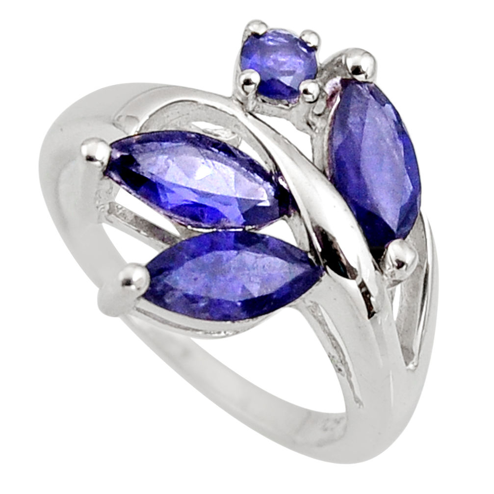 4.43cts natural blue iolite 925 sterling silver ring jewelry size 6 r6220