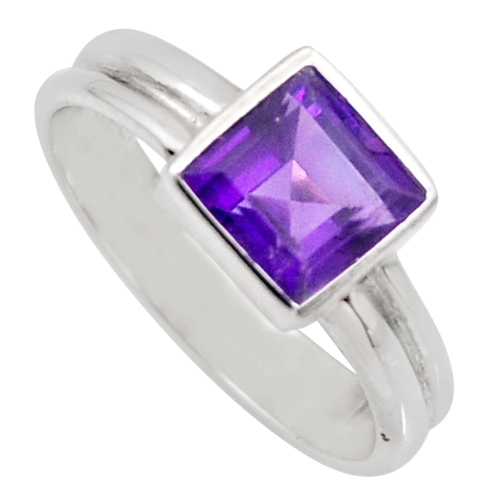 2.58cts natural purple amethyst 925 silver solitaire ring jewelry size 7.5 r6221