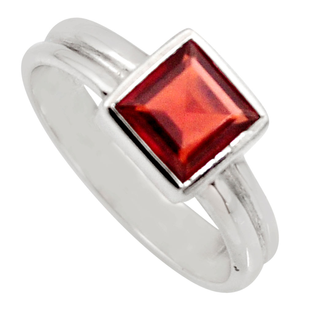 925 sterling silver 2.72cts natural red garnet solitaire ring size 8.5 r6233