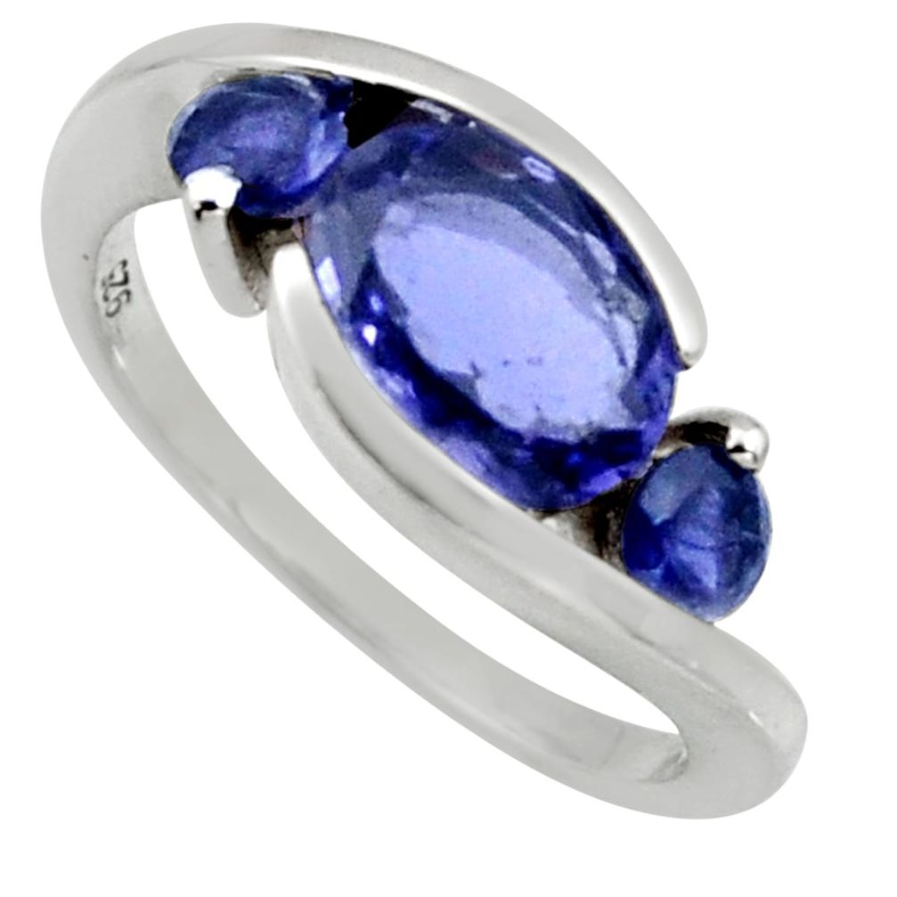 925 sterling silver 4.28cts natural blue iolite ring jewelry size 6.5 r6240