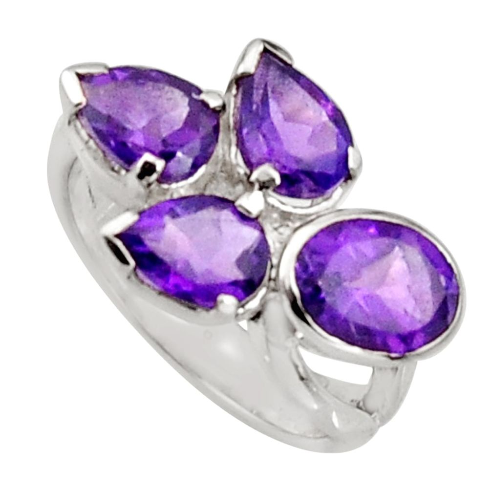 925 sterling silver 6.48cts natural purple amethyst ring jewelry size 7.5 r6244
