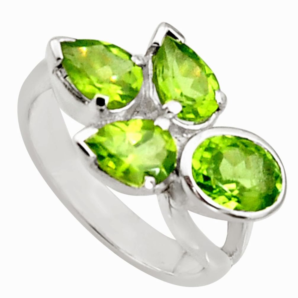 6.03cts natural green peridot 925 sterling silver ring jewelry size 6 r6248