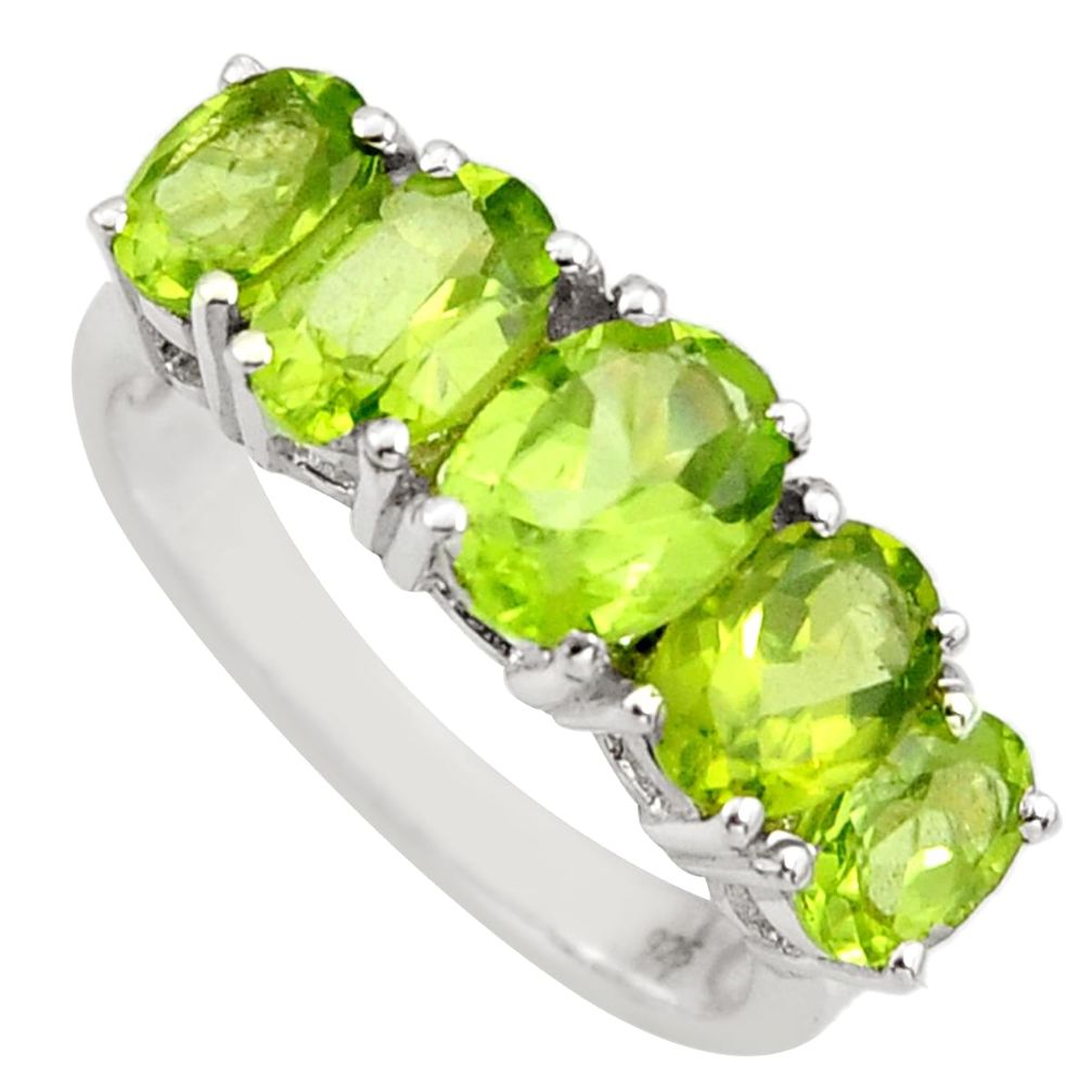 7.04cts natural green peridot 925 sterling silver ring jewelry size 5.5 r6268