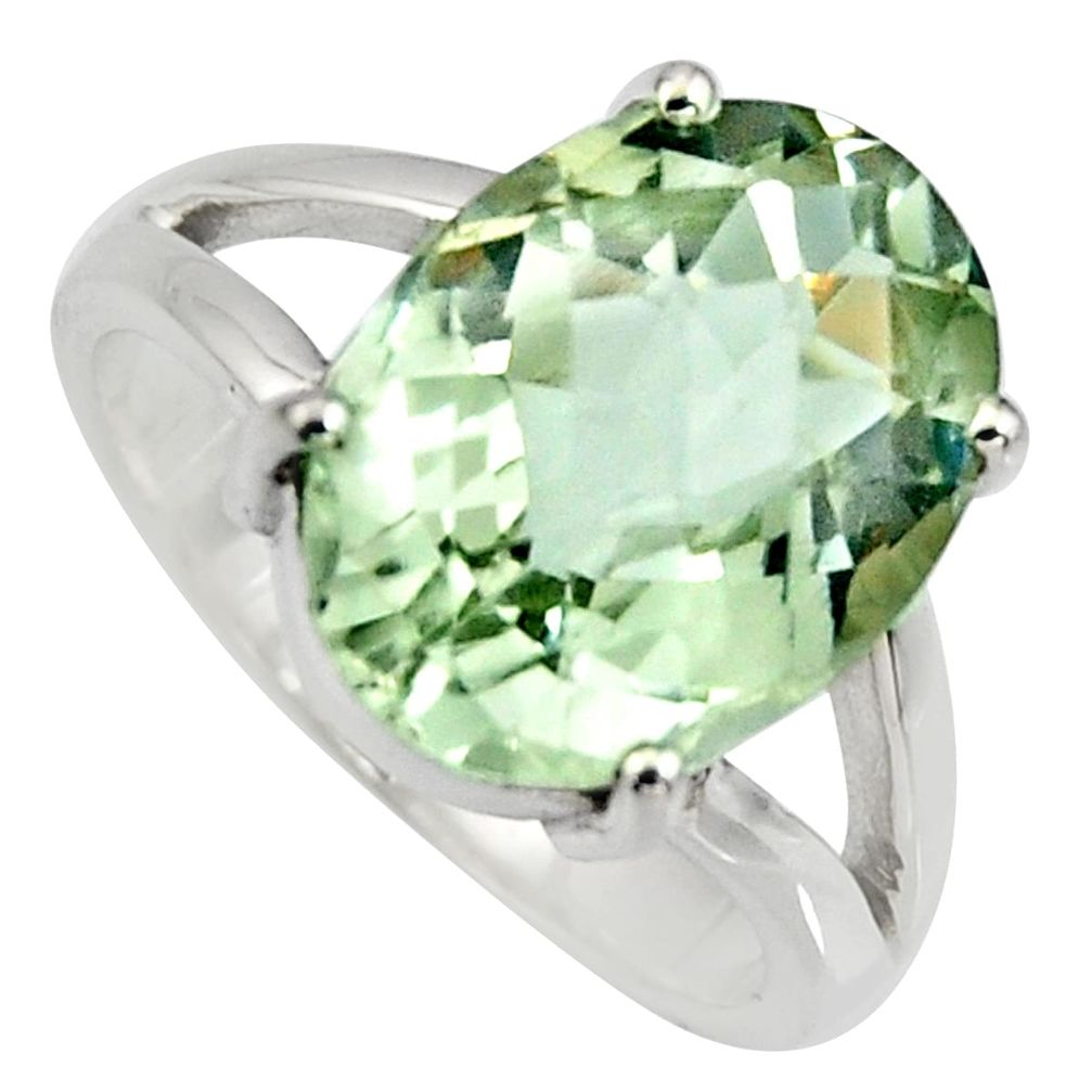 925 sterling silver 6.02cts natural green amethyst solitaire ring size 6 r6299
