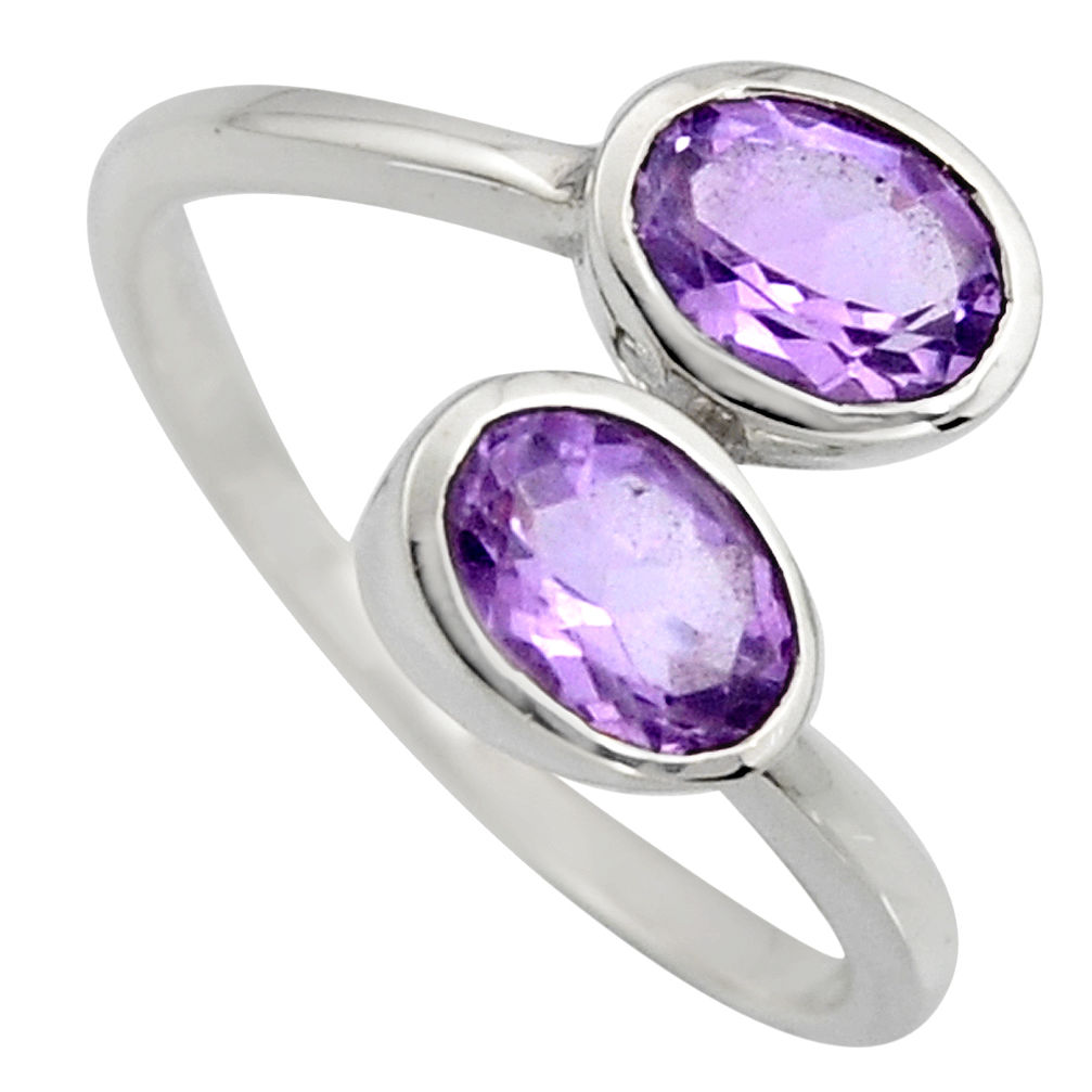 2.96cts natural purple amethyst 925 sterling silver ring jewelry size 6 r6302