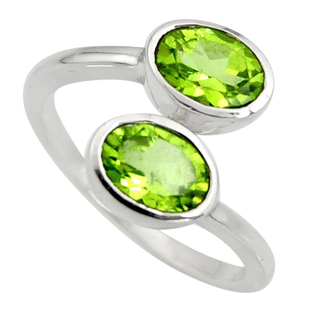 3.17cts natural green peridot 925 sterling silver ring jewelry size 6 r6307
