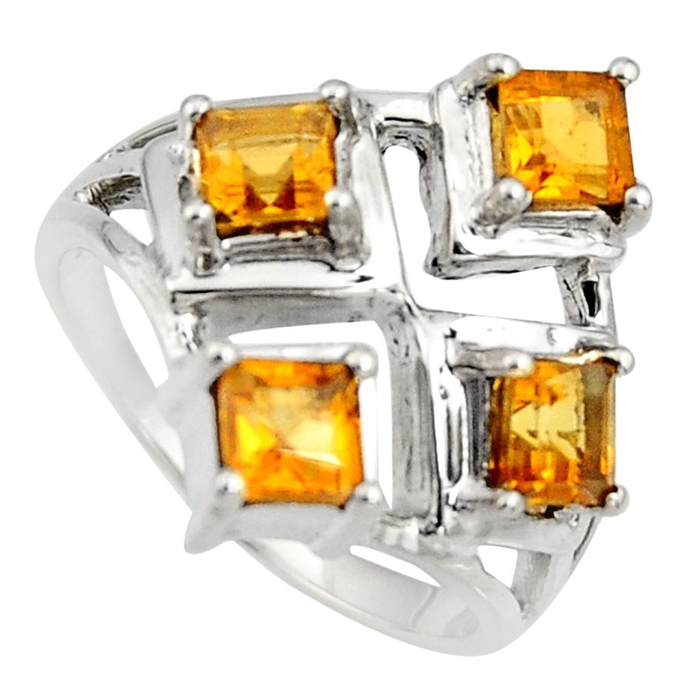 2.06cts natural yellow citrine 925 sterling silver ring jewelry size 7.5 r6347