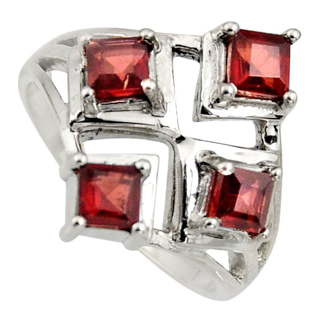 925 sterling silver 2.06cts natural red garnet ring jewelry size 8 r6352
