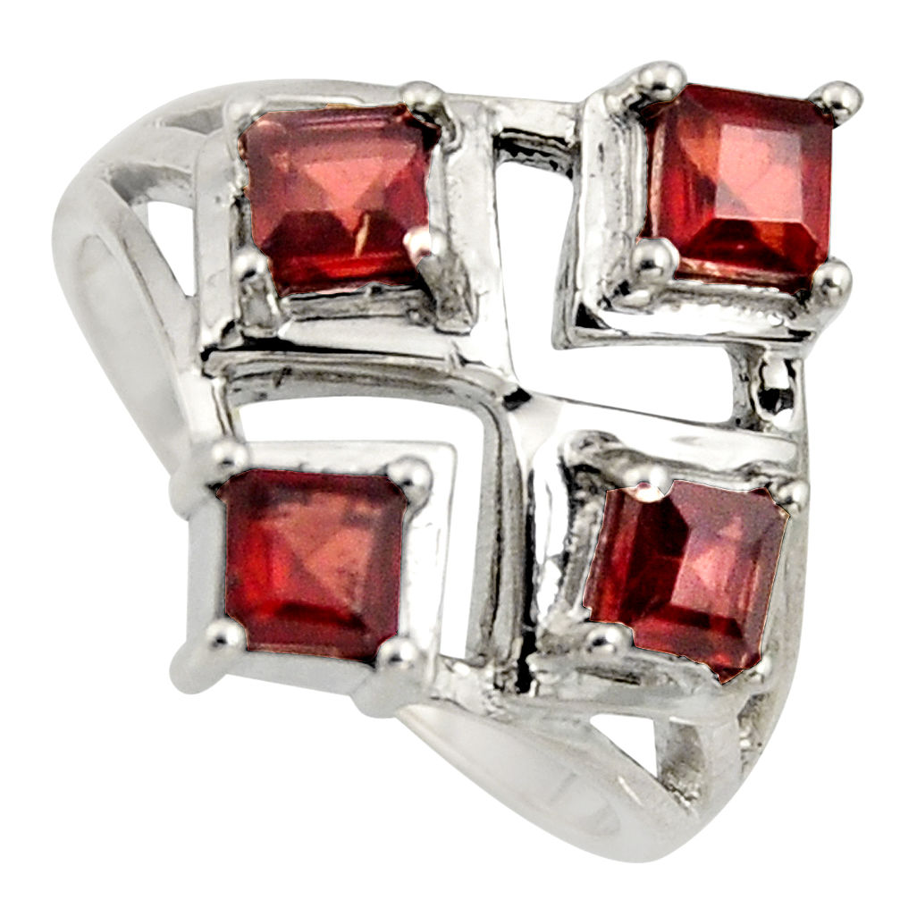 925 sterling silver 2.06cts natural red garnet ring jewelry size 8 r6355