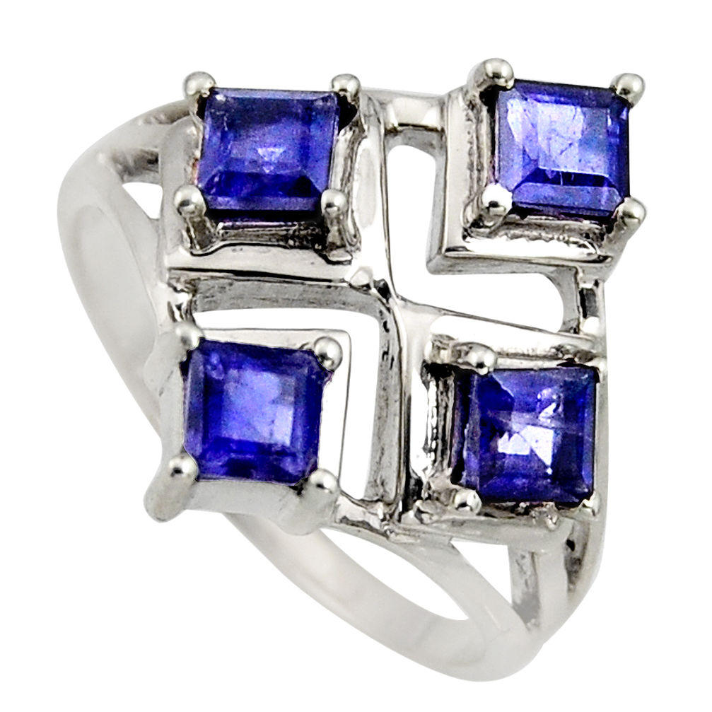 925 sterling silver 2.04cts natural blue iolite ring jewelry size 6 r6358