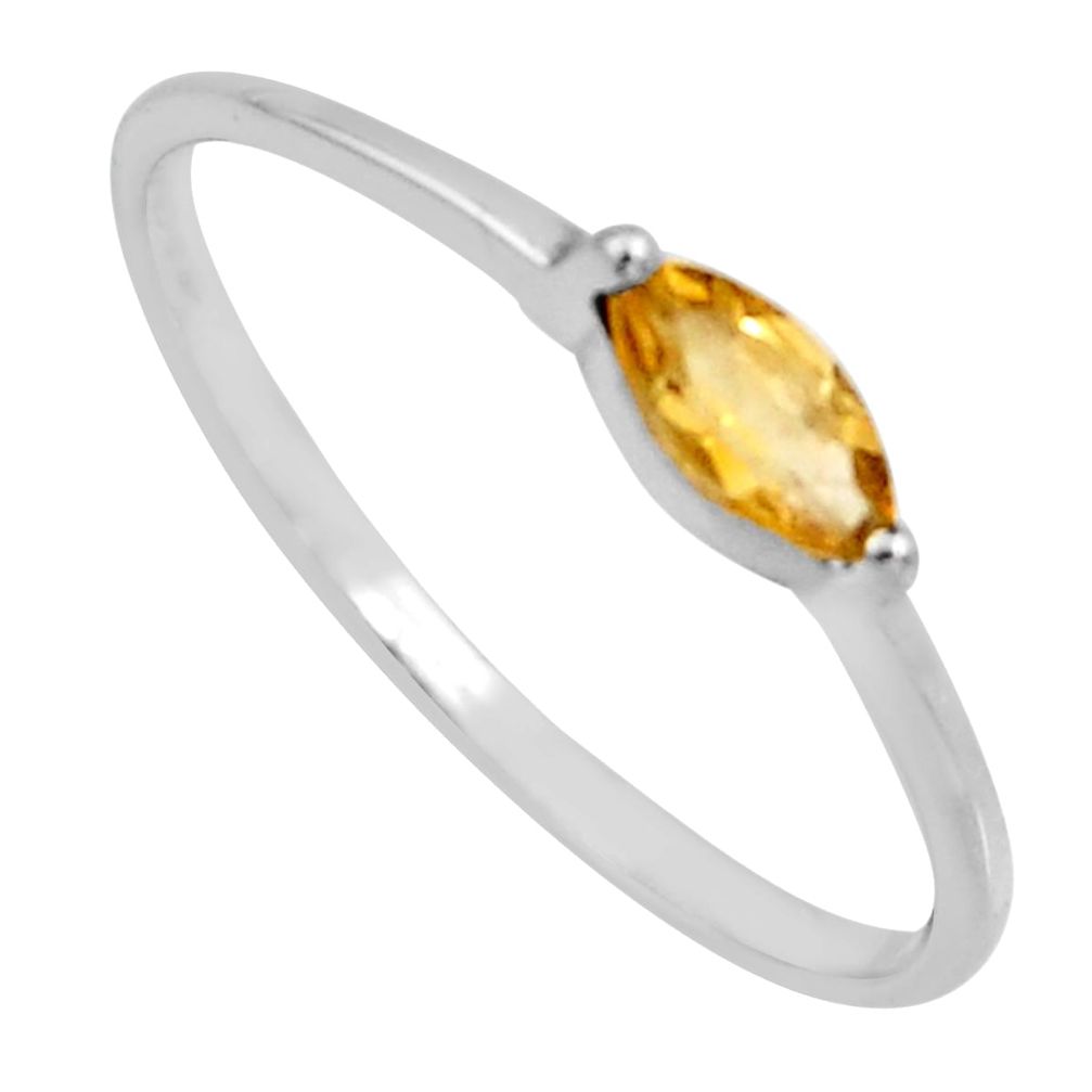 0.38cts natural yellow citrine 925 silver solitaire ring jewelry size 9 r6365