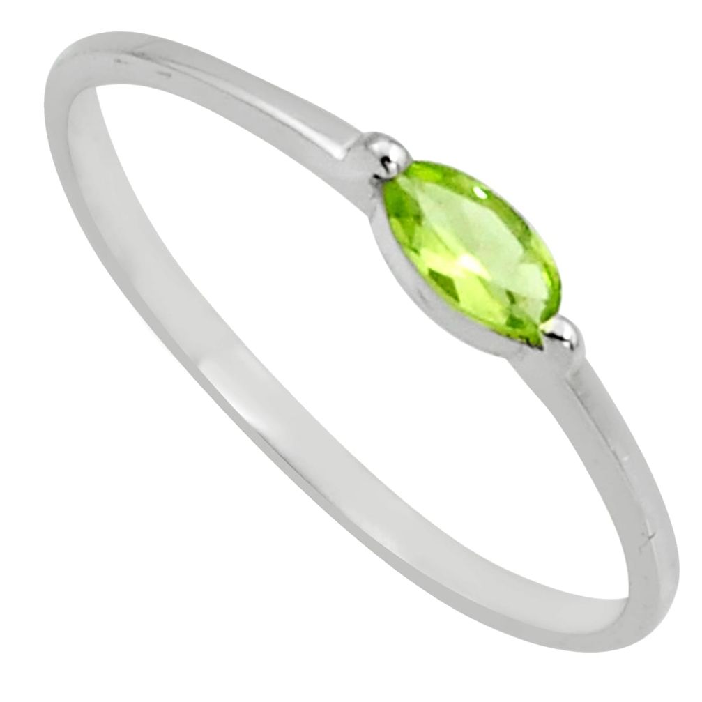 0.38cts natural green peridot 925 silver solitaire ring jewelry size 4.5 r6370