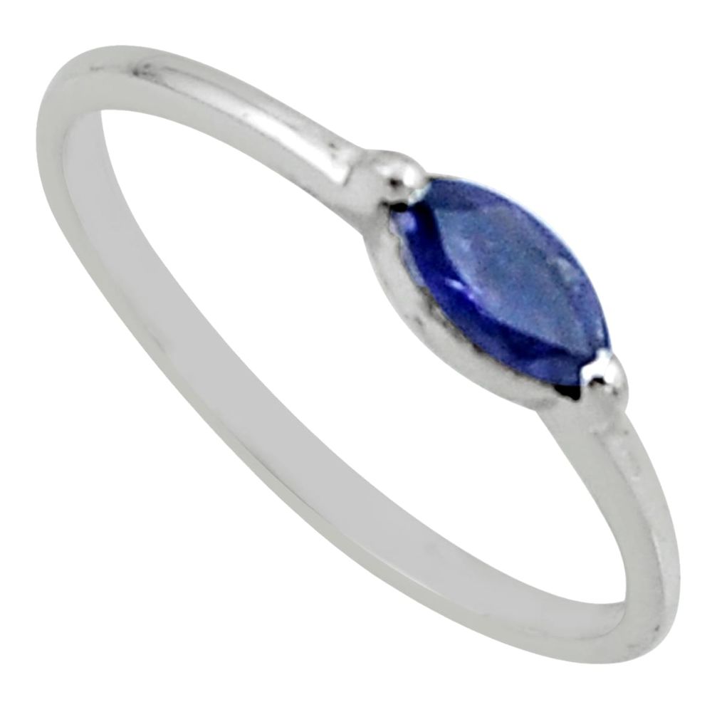 925 sterling silver 0.44cts natural blue iolite solitaire ring size 7.5 r6378