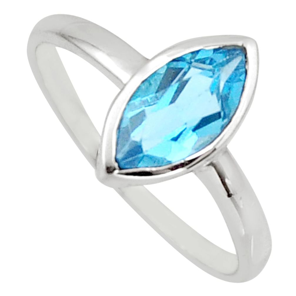 2.21cts natural blue topaz 925 sterling silver solitaire ring size 5.5 r6383