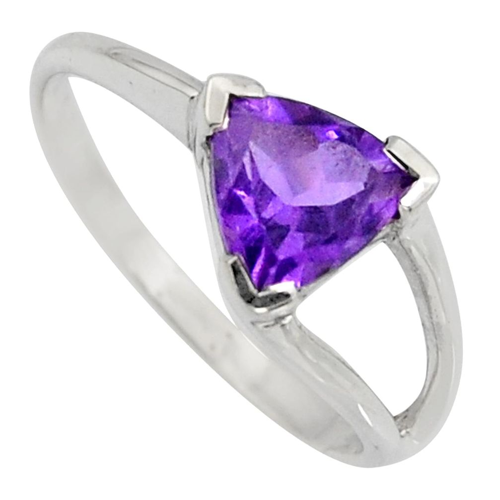 2.42cts natural purple amethyst 925 silver solitaire ring jewelry size 6.5 r6401