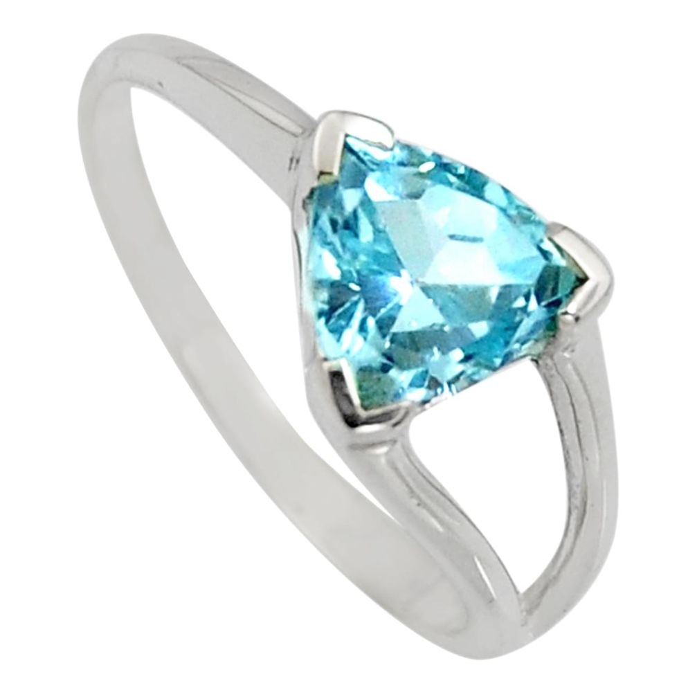 925 sterling silver 2.69cts natural blue topaz solitaire ring size 6.5 r6416