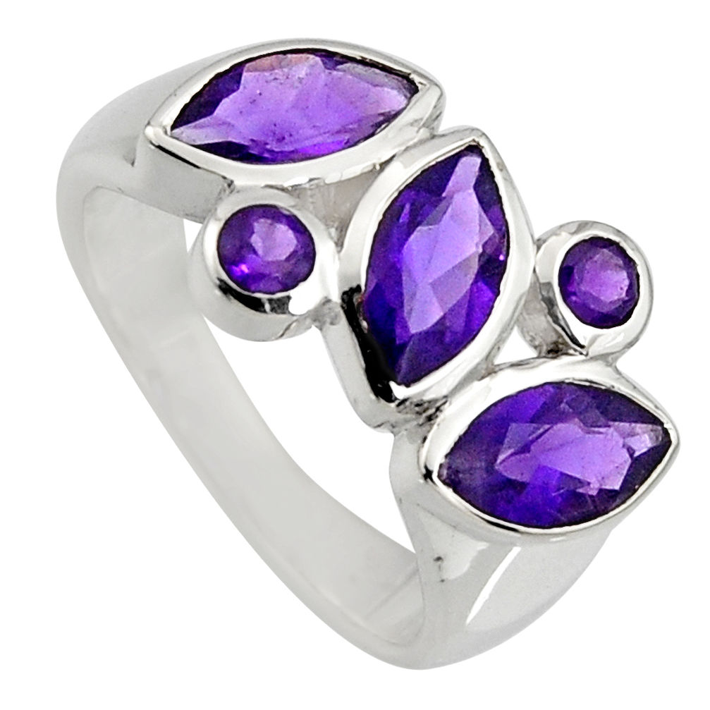 6.30cts natural purple amethyst 925 sterling silver ring jewelry size 5.5 r6426