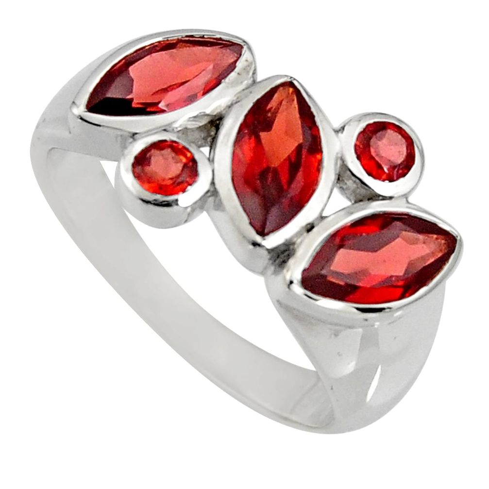 925 sterling silver 6.58cts natural red garnet ring jewelry size 7.5 r6428