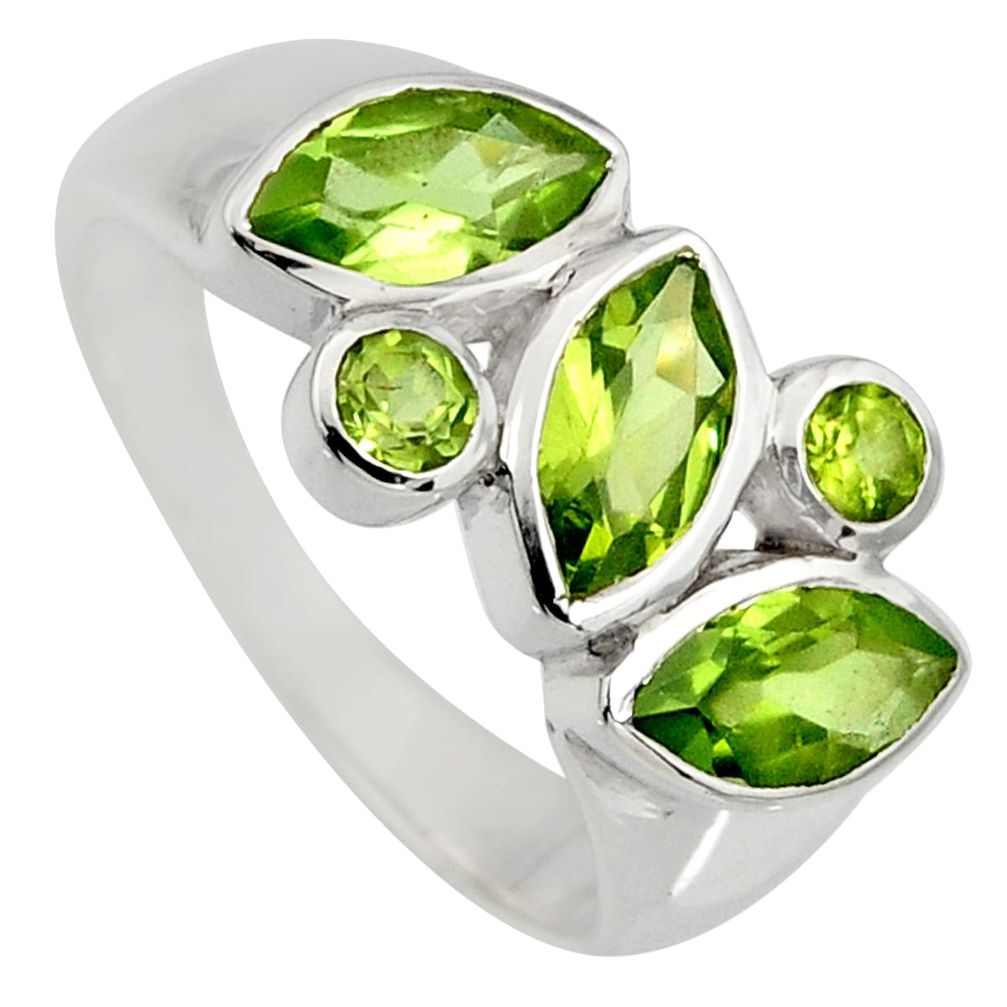 6.30cts natural green peridot 925 sterling silver ring jewelry size 9 r6430