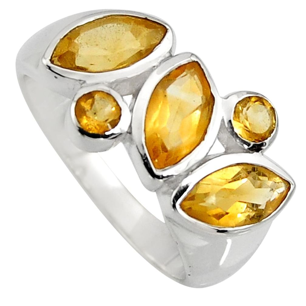 6.58cts natural yellow citrine 925 sterling silver ring jewelry size 6.5 r6433