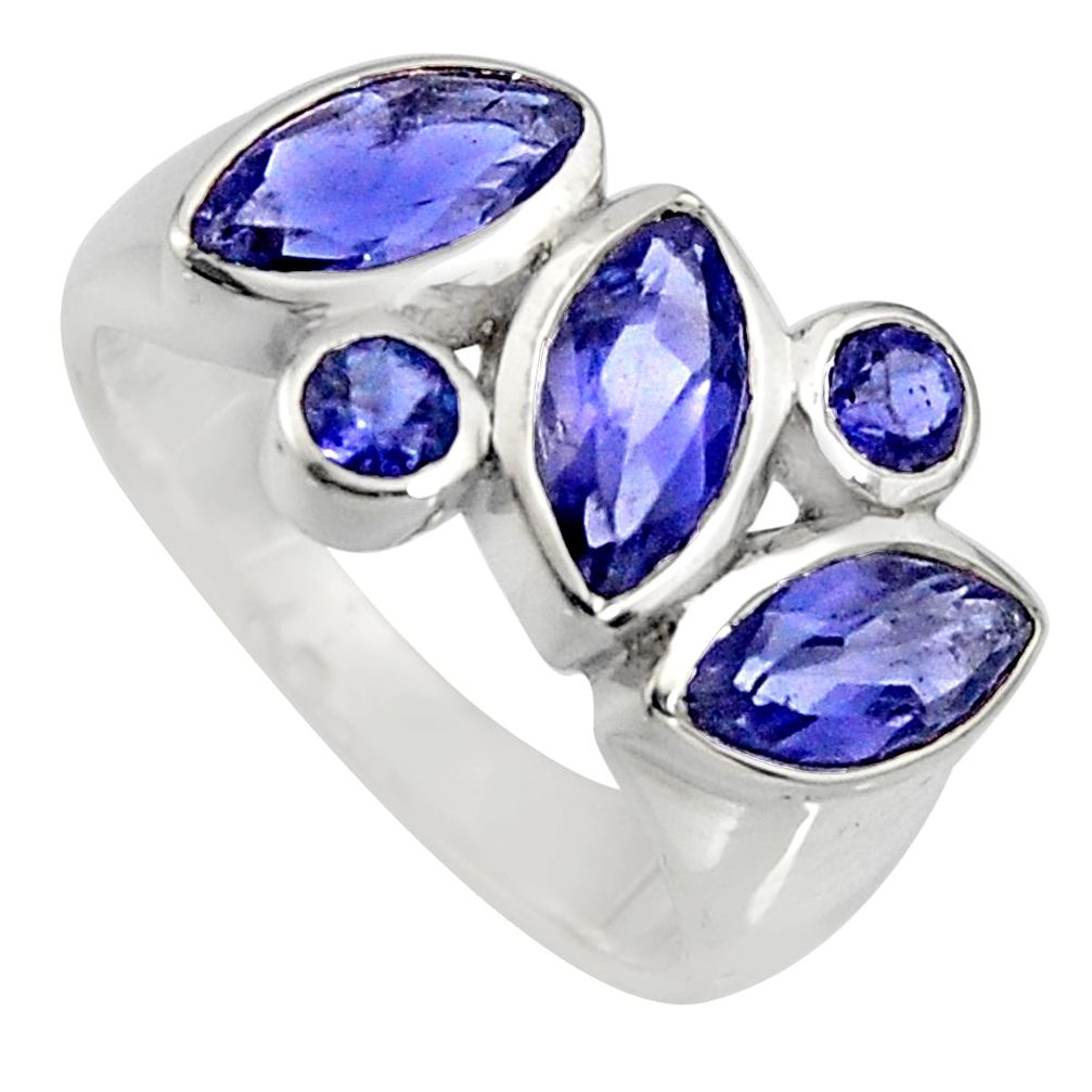 6.58cts natural blue iolite 925 sterling silver ring jewelry size 5.5 r6438