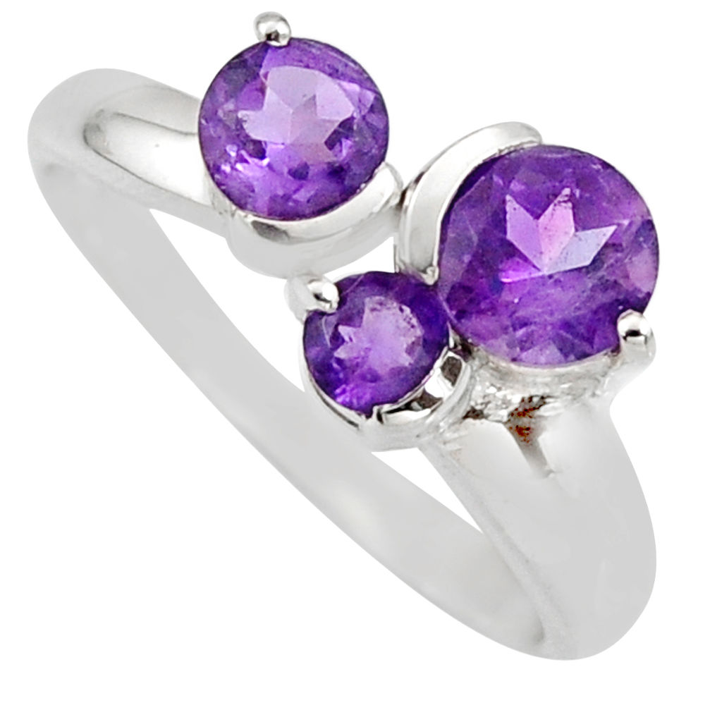 3.13cts natural purple amethyst 925 sterling silver ring jewelry size 5.5 r6443