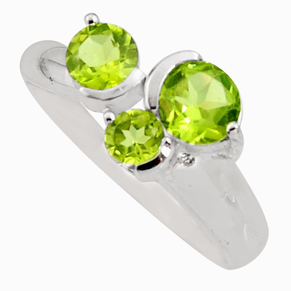 3.13cts natural green peridot 925 sterling silver ring jewelry size 9 r6450