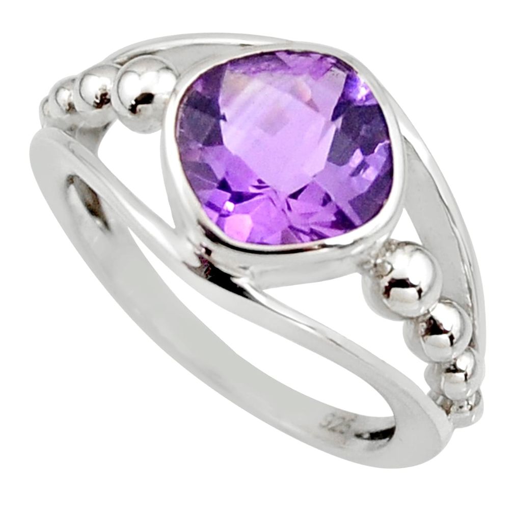 925 silver 3.29cts natural purple amethyst solitaire ring jewelry size 5.5 r6458