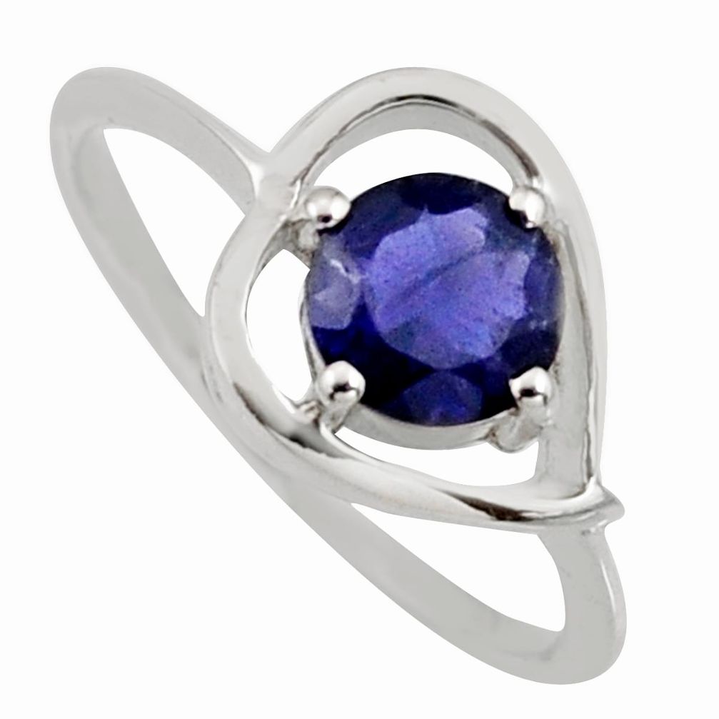 1.35cts natural blue iolite 925 sterling silver solitaire ring size 6.5 r6462